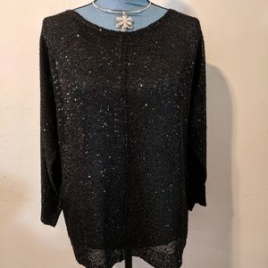 NWOT DKNY Beautiful Black Sequin Knit Top